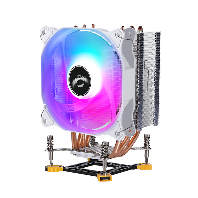 QiuzAim 120mm Computer CPU Cooling Fan 4 Heat Pipe Copper 1700-1200 RPM Quiet Illuminated Air Cooler Intel I5 I7 1366 1156 1151