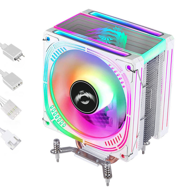 Computer CPU Cooler 4 Hot Copper Tube 120mm Quiet 5V ARGB Fan Air Cooling Universal Intel 2011 X79 X99