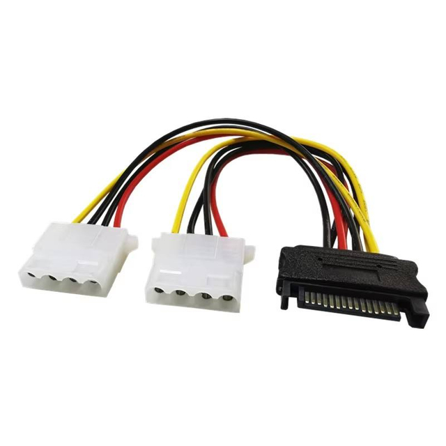 Dual Molex Power Splitter SATA 4-Pin Male to Dual IDE 4-Pin Female Adapter for HDD Power Supply Extension