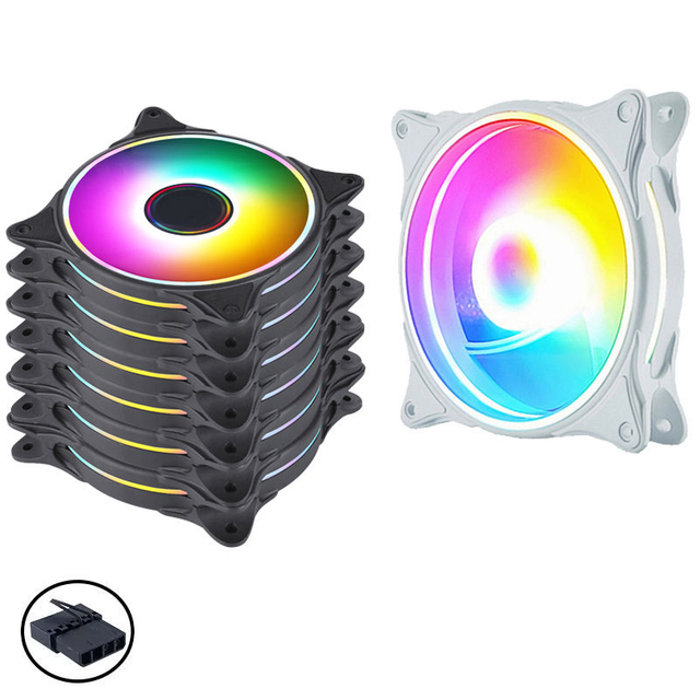 Rainbow Colorful LED Chassis Fan 120mm Large 4pin Cooling Fan 12025 Ultra Silent Computer RGB Fan