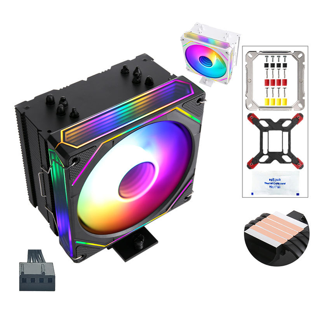 QiuzAim Unlimited Mirror B85/x79 CPU Heat Sink 4 Heat Pipes 120mm Cooling Fan 1200/1700 Desktop Computer Silent AM5/2011 Pin PWM