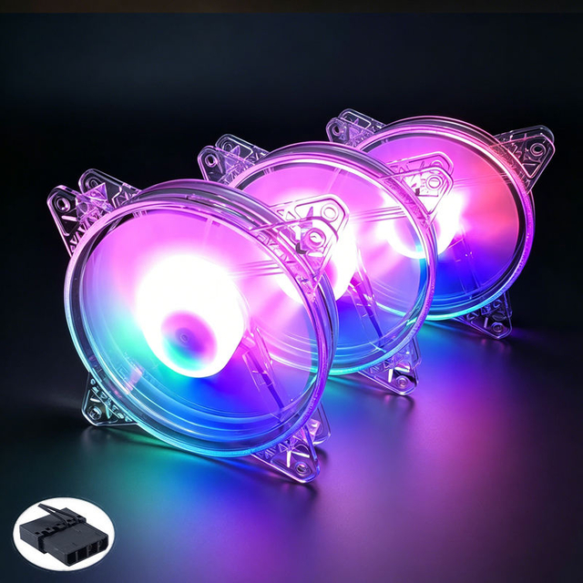 QiuzAim 12025 Standard RGB PC Cooling Fan 4-Pin IDE Low Noise Ventilation Fans for Gaming PC E-commerce Dropship Factory Supply