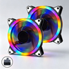 QiuAim 120mm Dual Ring LED Computer Case Fan 12025 Silent PWM Cooling Fan 12V 4Pin PWM Colorful Light Desktop PC Air Cooling Fan