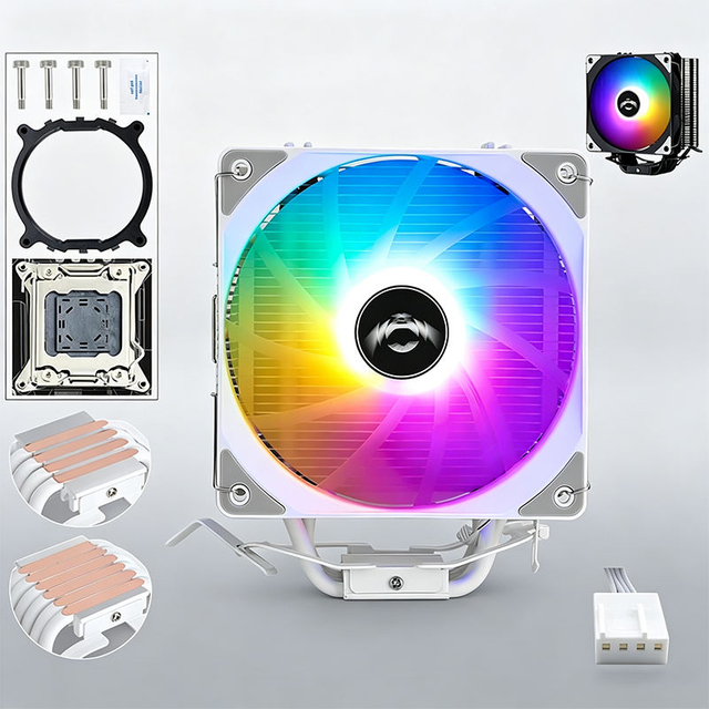 QiuzAim Stable Heat Dissipation 120mm CPU Air Cooler 4/6 Copper Heat Pipe Tower Silent Heatsink PWM Fan 2011 X79 X99