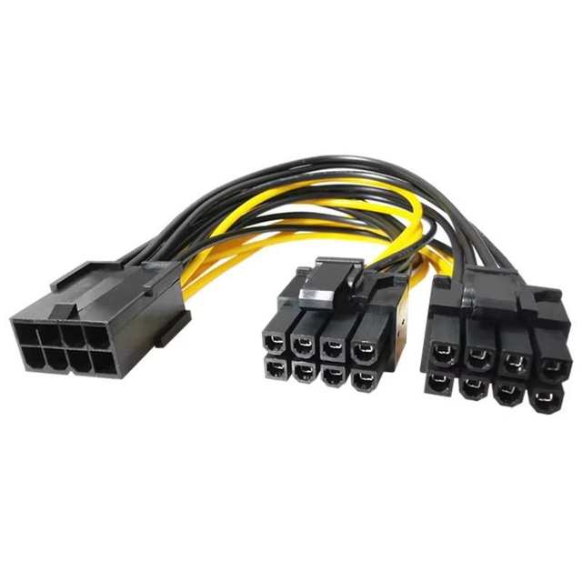 Dual PCIE 8-Pin Power Splitter 22cm 8-Pin to Dual 8(6+2) Pin GPU Power Cable for High-End Graphics Cards