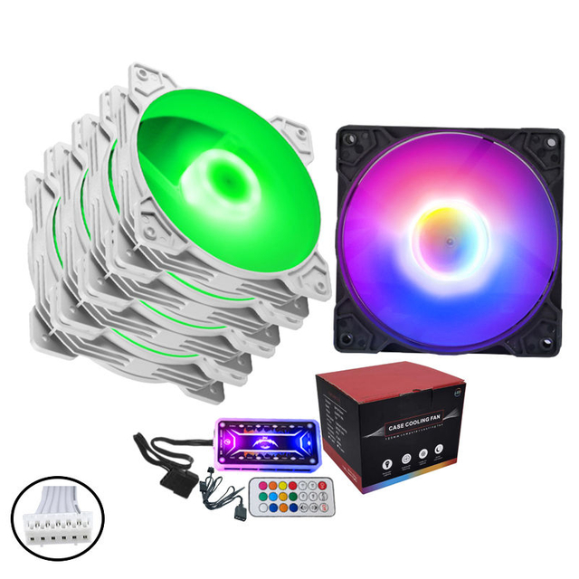 QiuzAim 6-Pin ARGB Fan Multi-Pack 3/4/5/6 X 120mm PWM Cooling Fans with Motherboard Sync & Ultra-Quiet for Complete PC Builds